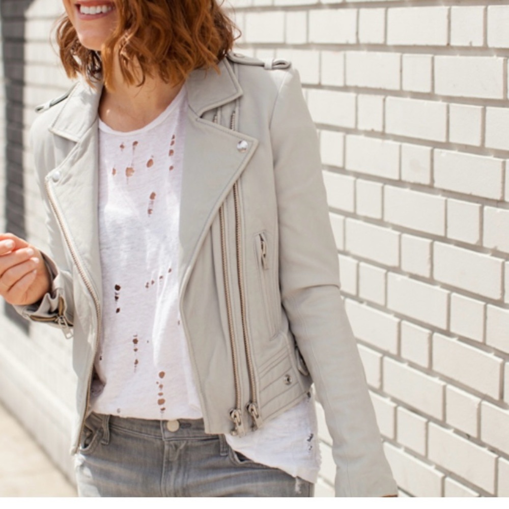 IRO Women's Light Gray Leather Jacket